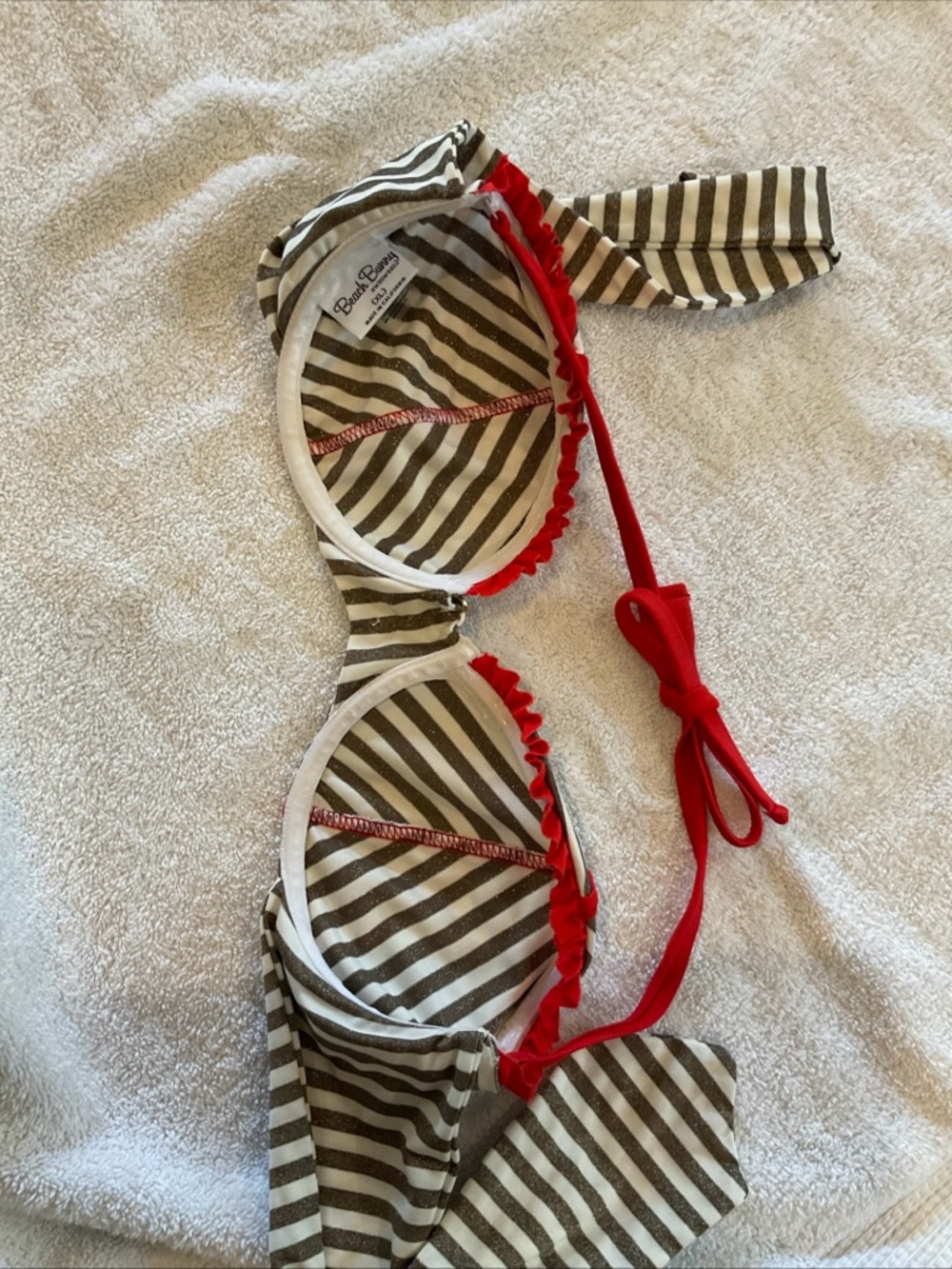 Beach Bunny Red and Black Stripe Bikini Top - Picture 5 of 5